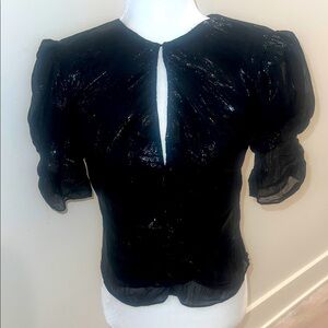 FRAME ruched keyhole sparkly blouse- DISCOUNTED